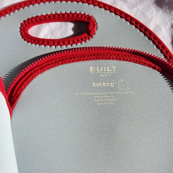 Built NY Byo Lunch Bags Neoprene Insulated Reusable Orange & Red Portable Tote - Picture 5 of 10